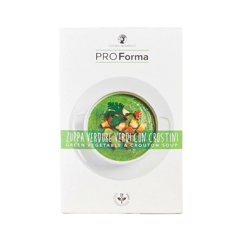 Zuppa verdure verdi con crostini