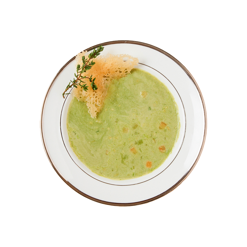 Zuppa verdure verdi con crostini